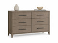 Kommode Sideboard mit 6 Schubladen 140 x 45 x 82 cm Spanplatte Melaminbeschichtung rechteckig Eichefarben Schwarz
