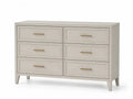Kommode mit 6 Schubladen 120 x 40 x 80 cm MDF Spanplatte Polyurethanlack rechteckig Cremeweiß Goldfarben