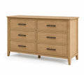 Kommode Sideboard mit 6 Schubladen 140 x 45 x 85 cm MDF Eichefurnier Gummibaumholz rechteckig Eiche naturfarben Schwarz