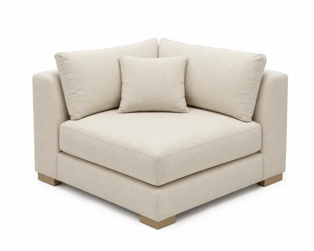 Modulares Sofa Eckelement 115 x 115 x 85 cm Polyester-Bouclé Polyurethan-Schaum Kiefernholz Sperrholz quadratisch Beige Braun mit Kissen