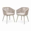 2er Set Gartenstühle mit Armlehnen 58 x 60 x 78 cm je Stuhl Seilbespannung Polyester Stahl Beige Creme