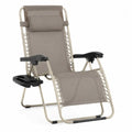 Garten-Relaxsessel klappbar 90 x 75 x 112 cm mit Kopfkissen Getränkehalter Stahl und PVC-beschichtetem Polyestergewebe Taupe Beige Schwarz