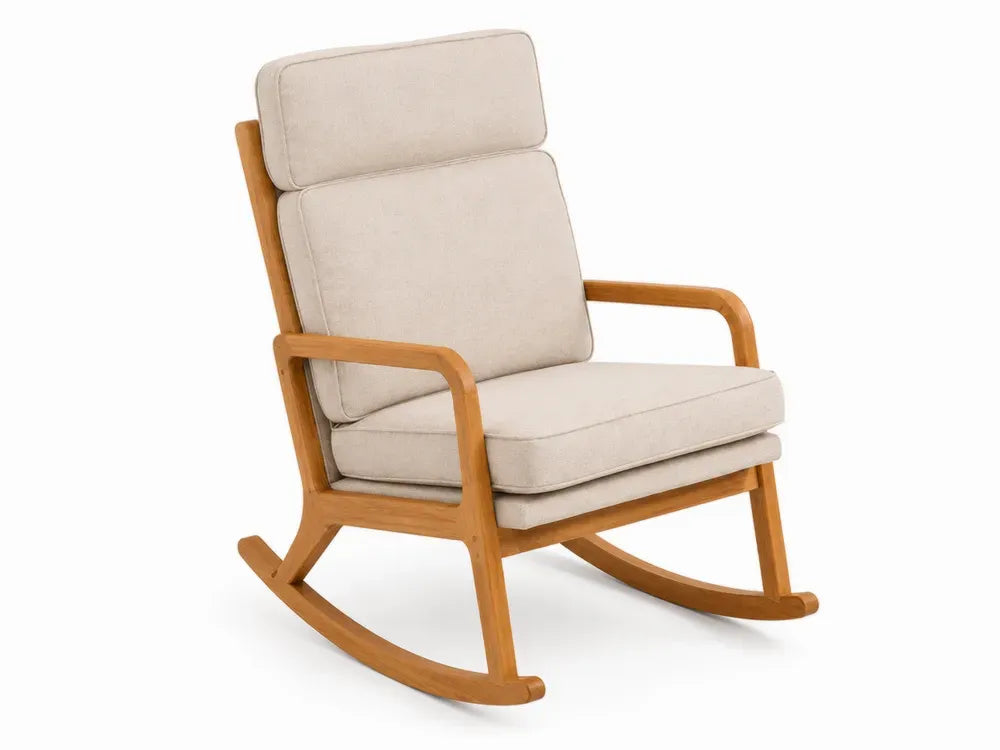 Schaukelstuhl Gartenstuhl mit Armlehnen Kissen Akazienholz Polyester Honigbraun Beige 72 x 95 x 105 cm
