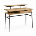 Schreibtisch mit Monitoraufsatz und Schublade 120 x 60 x 95 cm Spanplatte Stahl rechteckig Eiche hell Schwarz