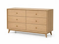 Kommode mit 6 Schubladen 120 x 40 x 78 cm Spanplatte Eichenfurnier rechteckig Eiche natur Goldfarben mit schrägen Beinen