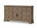 Kommode Sideboard mit 7 Schubladen und 2 Türen 160 x 45 x 85 cm MDF Eichefurnier rechteckig Taupebraun Dunkelbronze