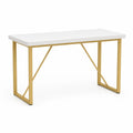 Schreibtisch Bürotisch 120 x 60 x 76 cm MDF Stahl rechteckig Weiß Goldfarben Schwarz
