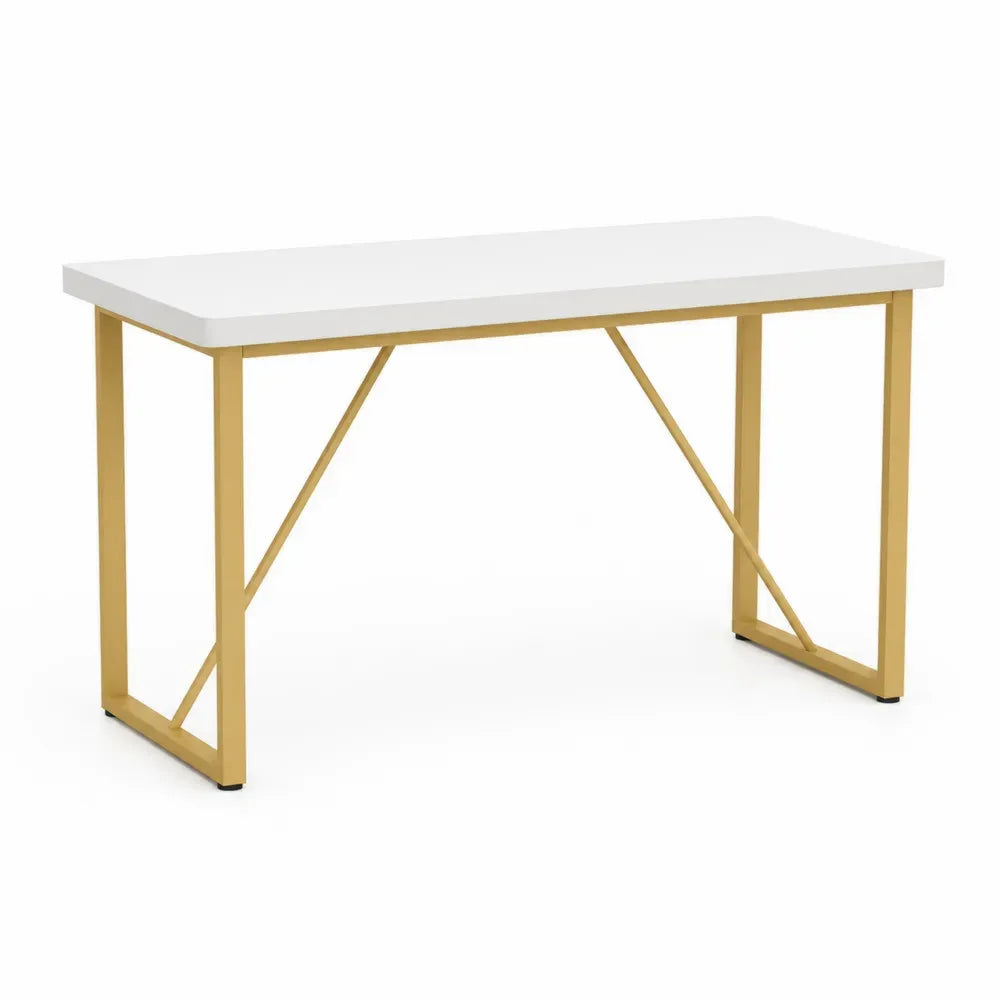 Schreibtisch Bürotisch 120 x 60 x 76 cm MDF Stahl rechteckig Weiß Goldfarben Schwarz