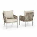 2er Set Gartensessel mit Armlehnen und Kissen Aluminium PE-Seilgeflecht Polyester Taupe Creme Schwarz 66 x 67 x 82 cm