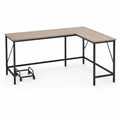 Eckschreibtisch Computertisch L-Form 150 x 110 x 75 cm Spanplatte Stahl Eiche hell Schwarz mit PC-Halter